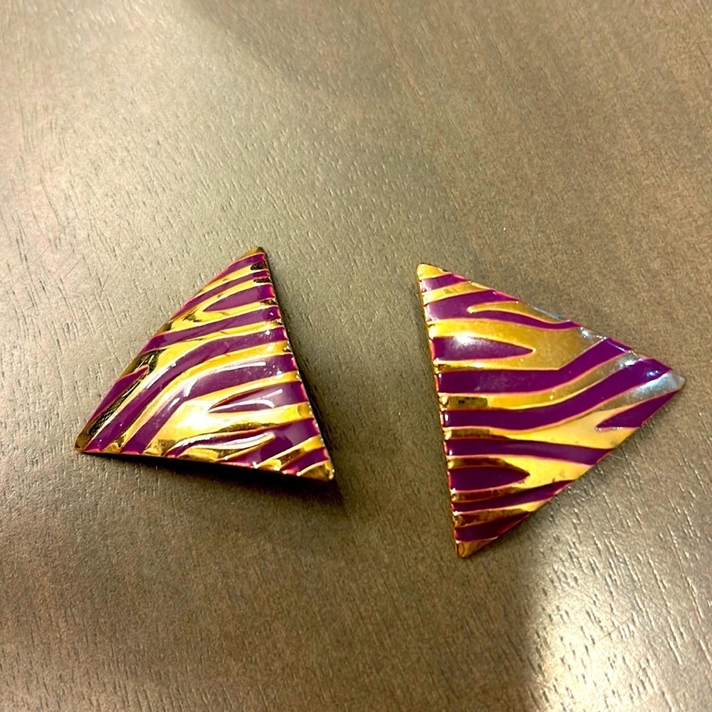 Gold and purple earrings​​​​